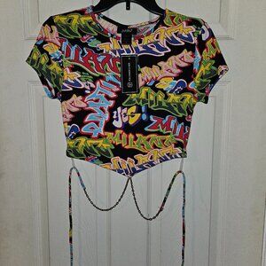 Just Polly Graffiti Crop Top